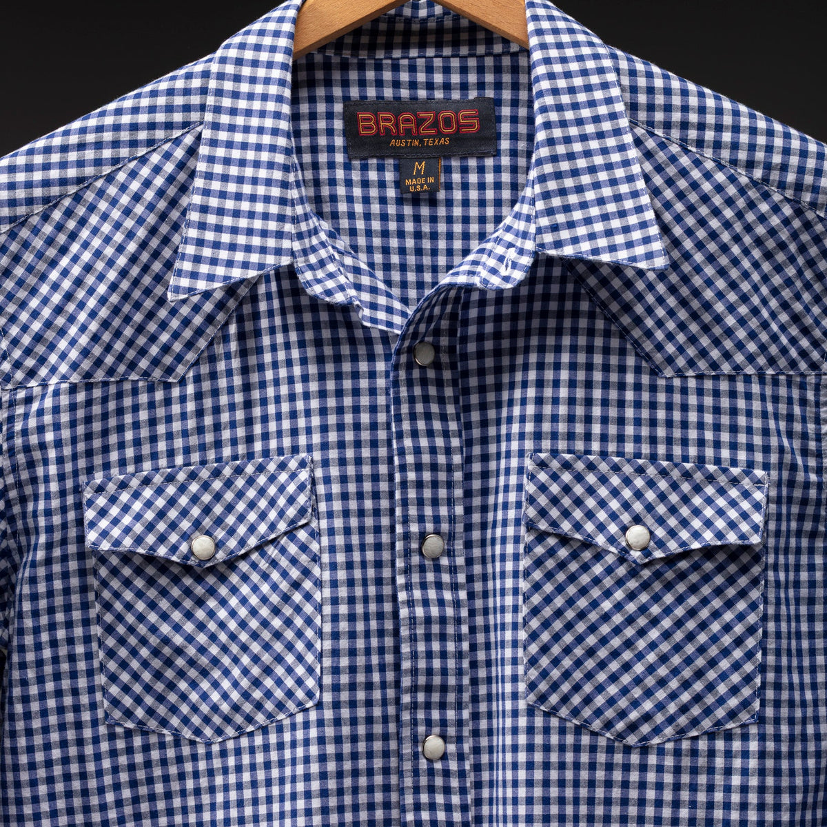 Blue Gingham Pearl Snaps Western Shirt - Brazos Fine Shirts