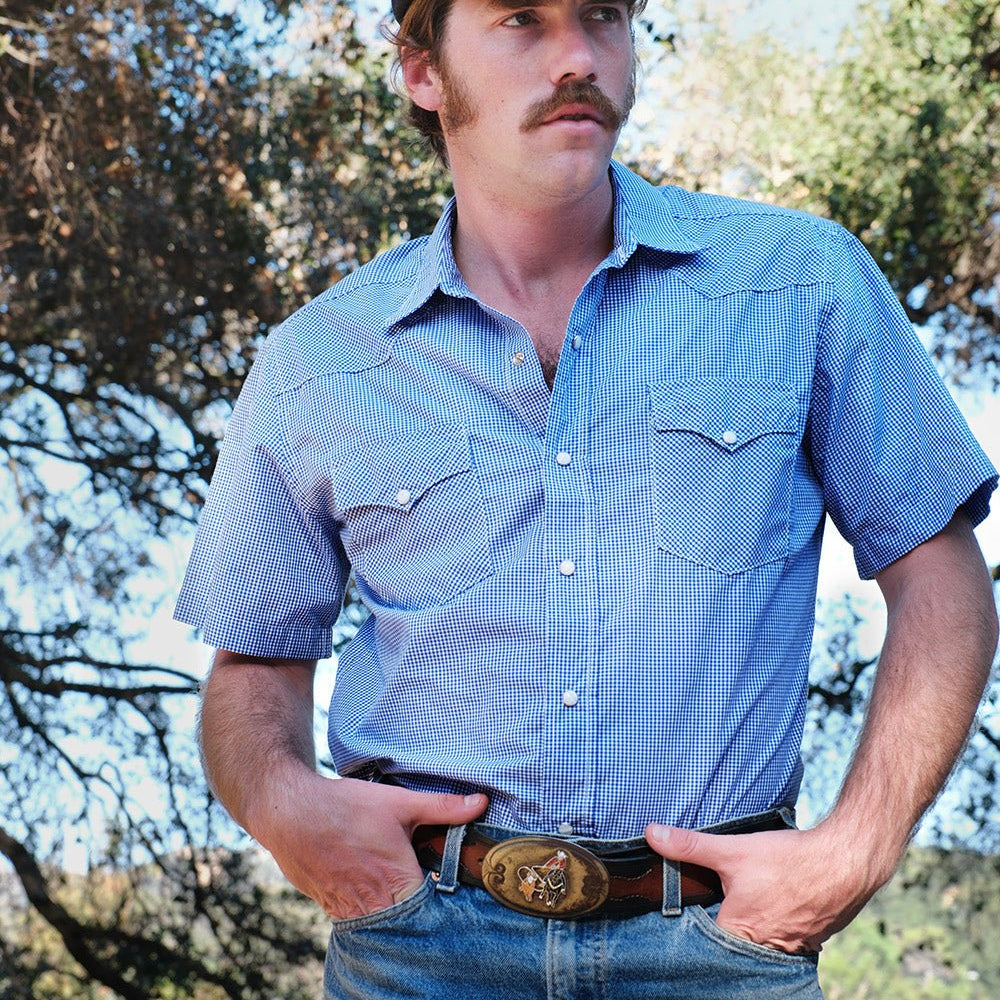 Pasadena Short Sleeve Micro Check - Brazos Fine Shirts