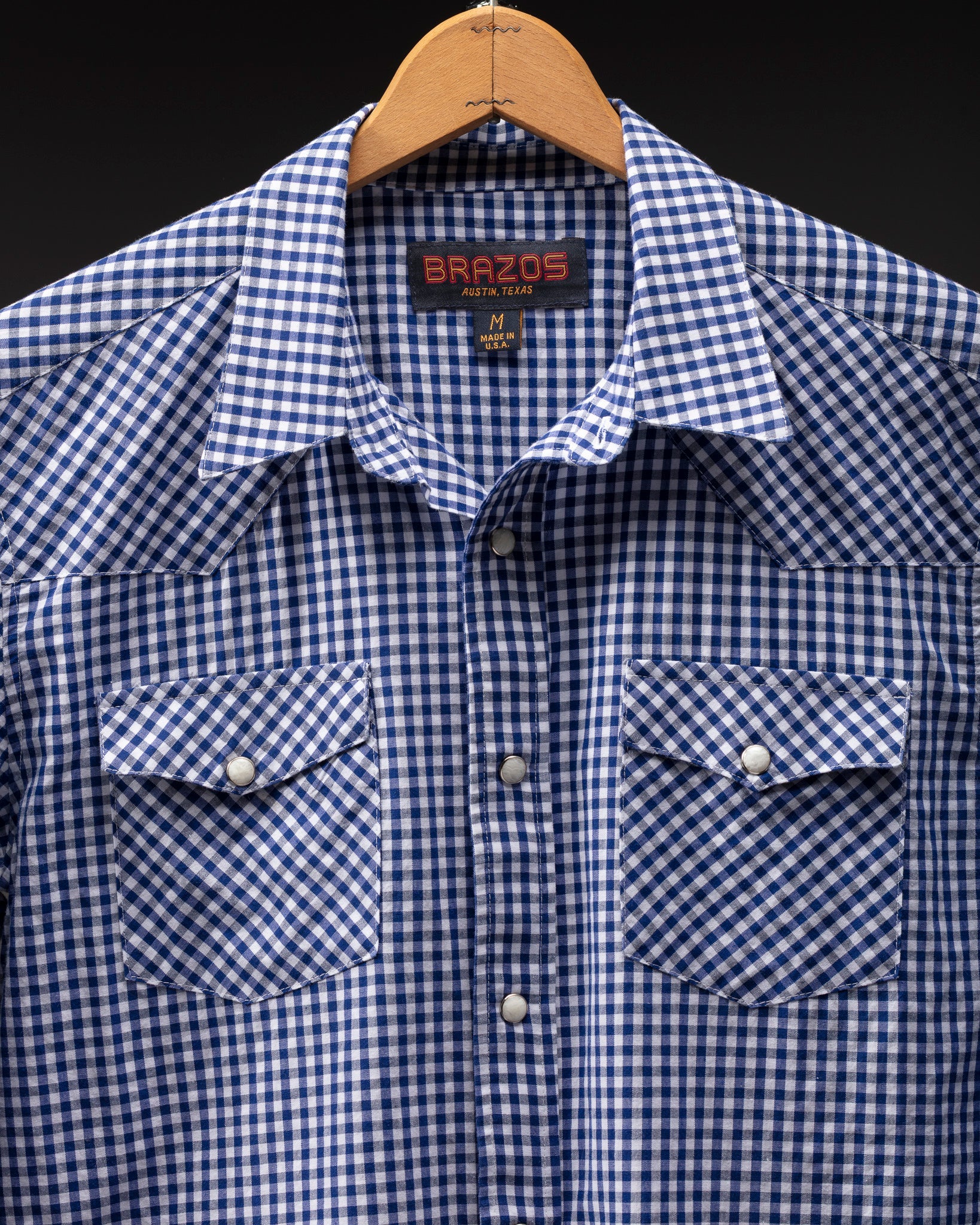 Blue Gingham Pearl Snaps Western Shirt - Brazos Fine Shirts